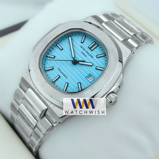 New Collection Silver With Light Blue Dial Automatic Watch