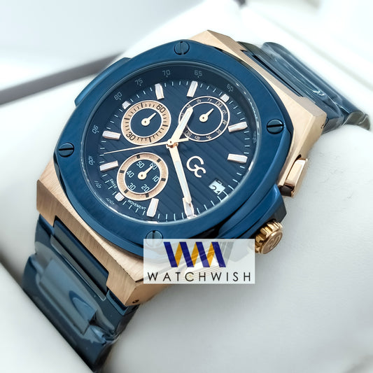 New Collection Blue With Rose Gold With Blue Dial and Bezel Chronograph Watch