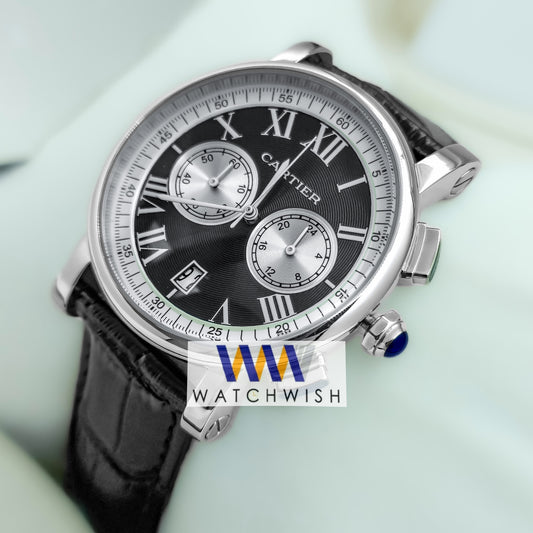 New Collection Silver With Black Dial Watch For Men