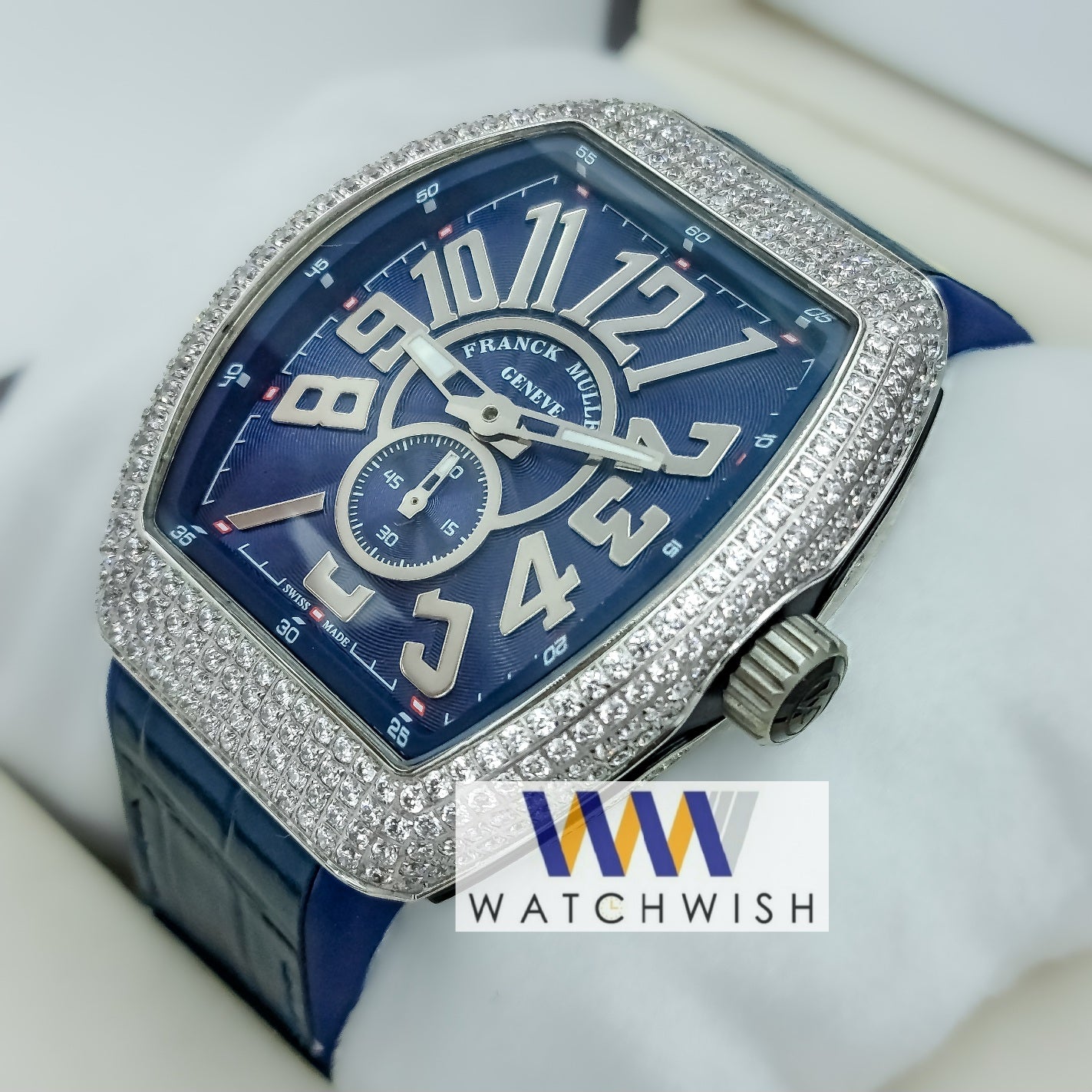 Exclusive Collection Silver Full Stone Case With Blue Dial Automatic Watch For Men