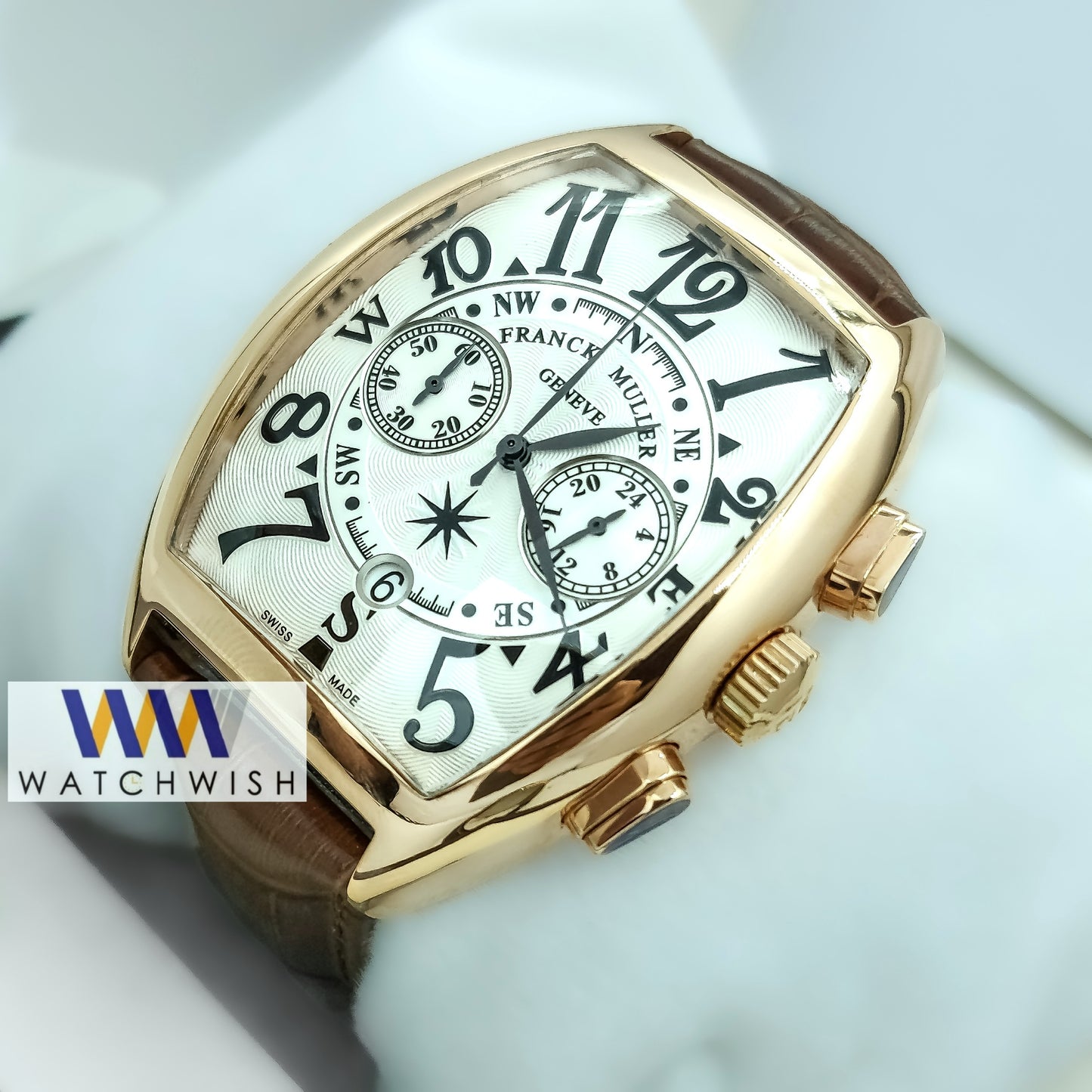 Exclusive Collection Chronograph Rose Gold With White Dial Watch For Men