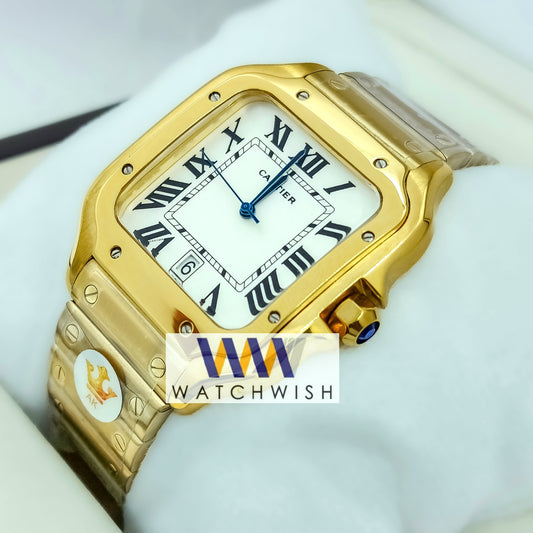 New Collection Yellow Gold With White Dial Watch For Men