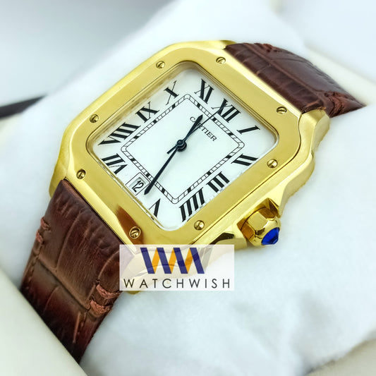 New Collection Yellow Gold With White Dial Watch For Men