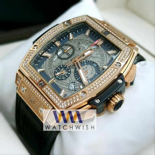 New Collection Rose Gold With Grey Dial Chronograph Watch
