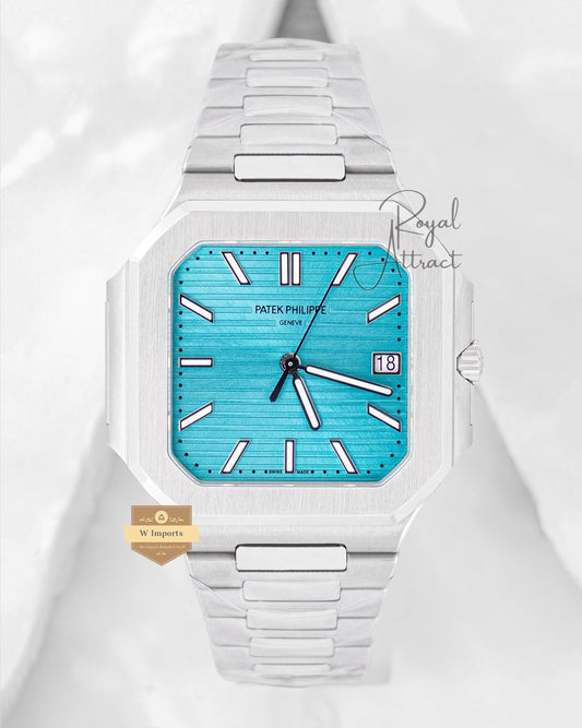 Premium Silver With Sky Blue Dial Automatic Watch