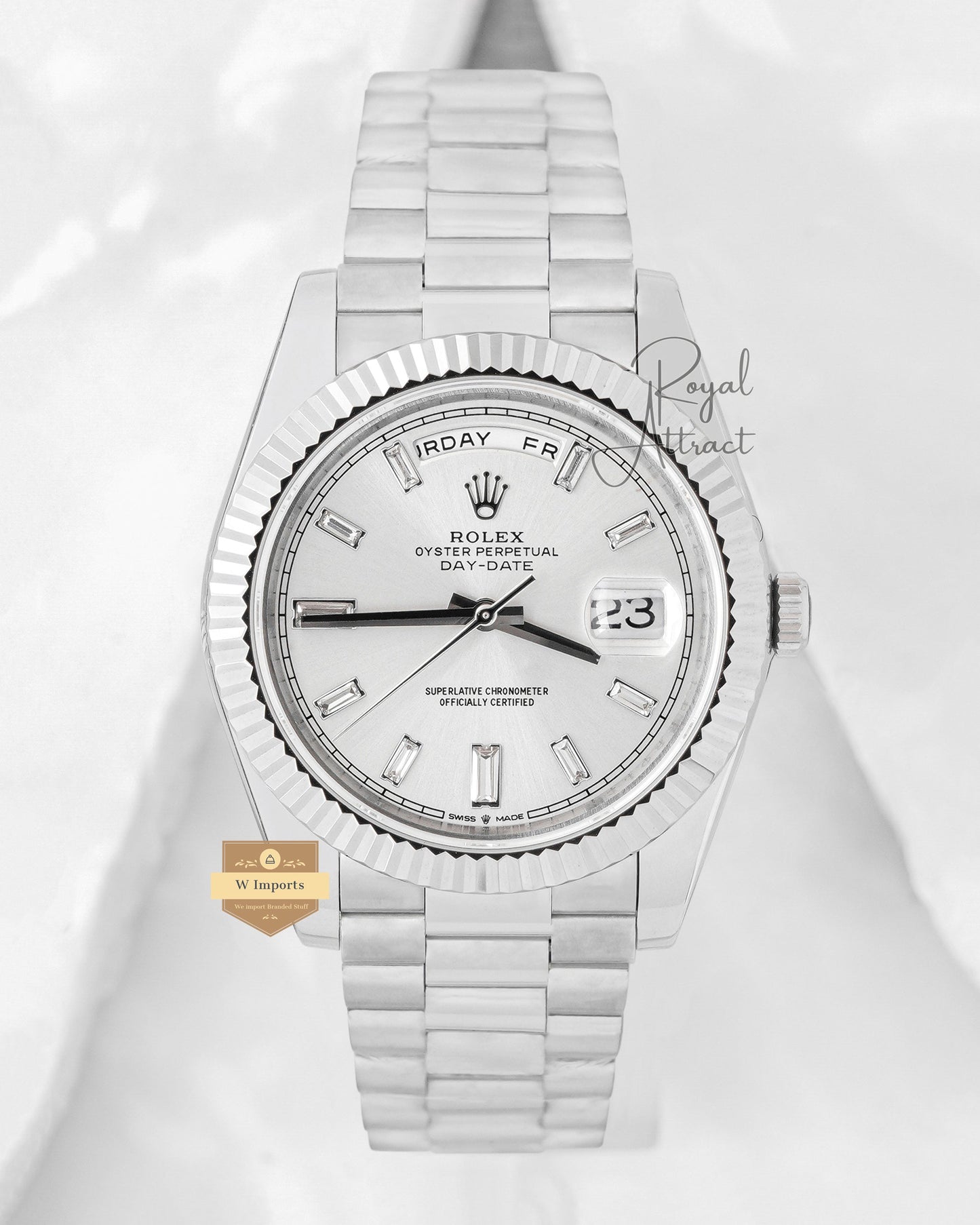 Latest Collection 40 Silver With White Dial Fluted Bezel Automatic Watch BP Made
