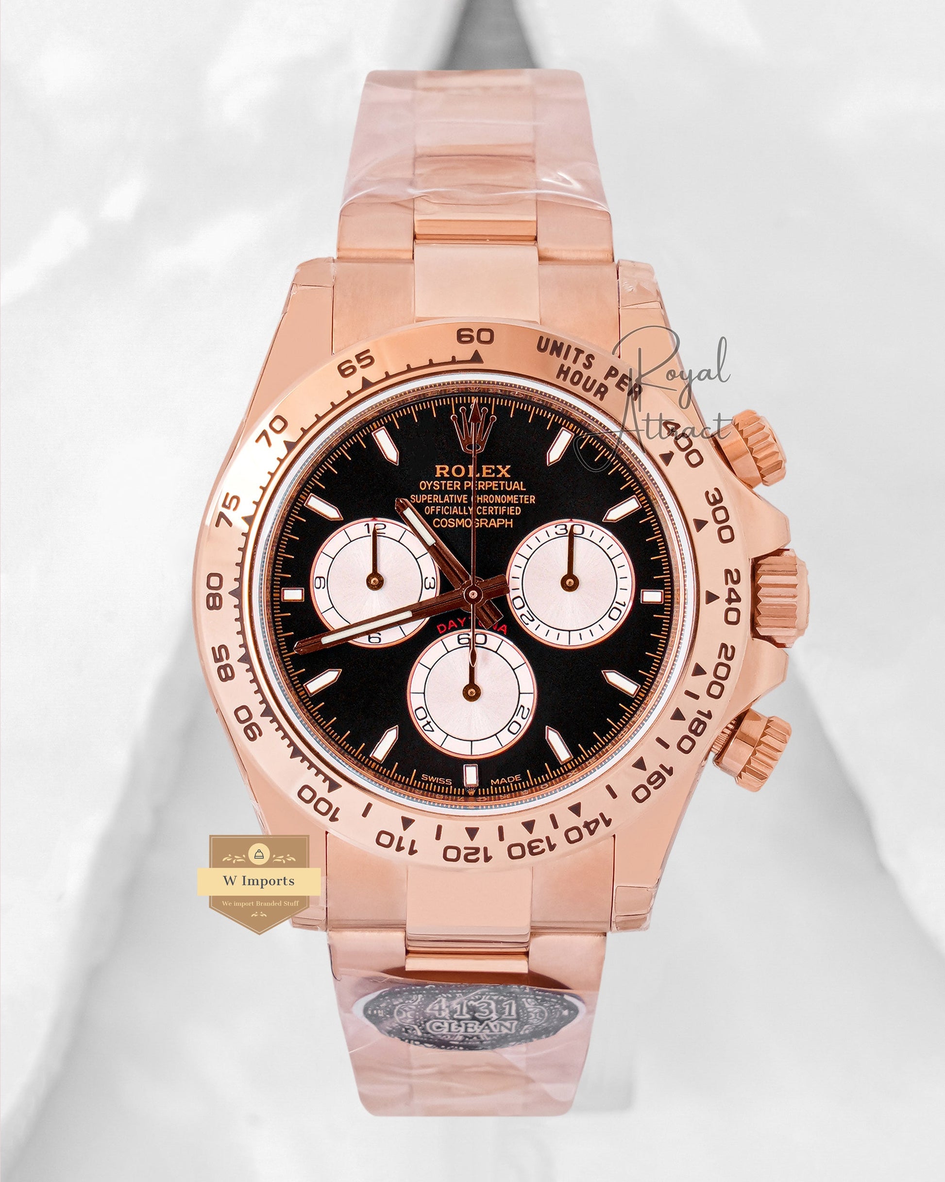 40mm Rose Gold With Black Dial Automatic Watch Clean Made