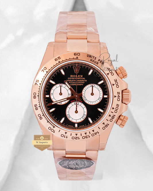 40mm Rose Gold With Black Dial Automatic Watch Clean Made