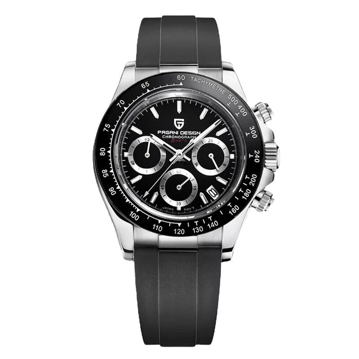 Pagani Design Black Pvc Strap Pd-1664 Daytona Black dial