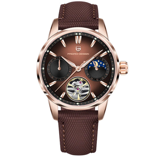 Pagani Design Mens Tourbillon Golden With Brown Dial Mechanical Watch Ys021
