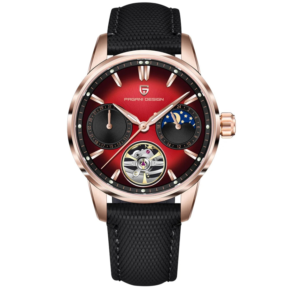Pagani Design Mens Tourbillon Golden With Red Dial Mechanical Watch Ys021