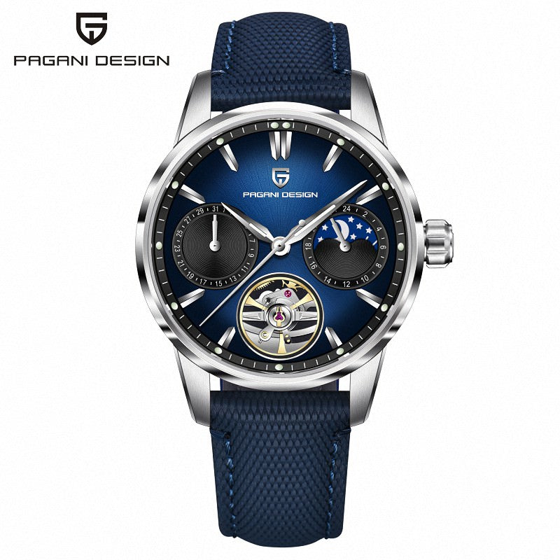 Pagani Design Men Tourbillon Silver With Blue Dial Mechanical Watch Ys021