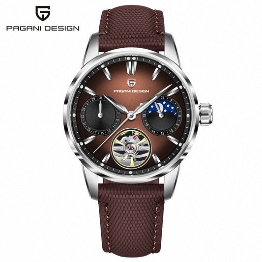 Pagani Design Men Tourbillon Silver With Coffee Dial Mechanical Watch Ys021