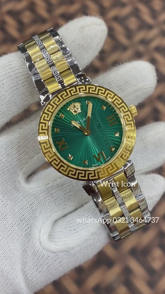 Ladies Collection Two Tone With Green Dial Watch