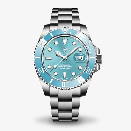 Pagani Design Silver Stainless Steel Aqua Blue Dial Automatic Watch for Gents - PD1661
