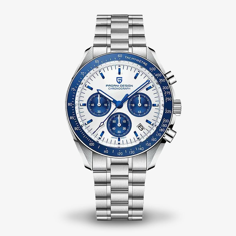 Pagani Design Men's Blue And White Dial Chain Watch Chronograph | Pd-1701