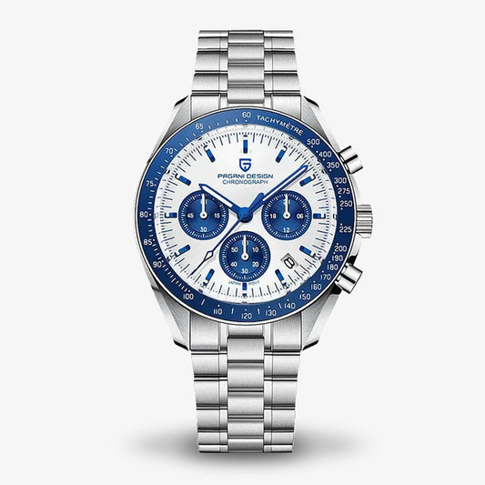 Pagani Design Men's Blue And White Dial Chain Watch Chronograph | Pd-1701