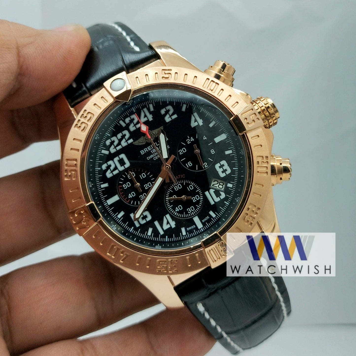 Premiun Quality Yellow Gold With Black Dial Chronograph Watch
