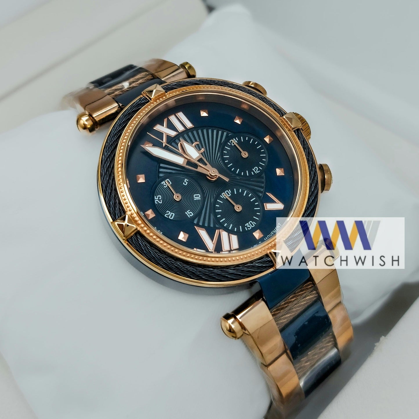 Ladies Collection Rose Gold With Blue Dial Chronograph Watch