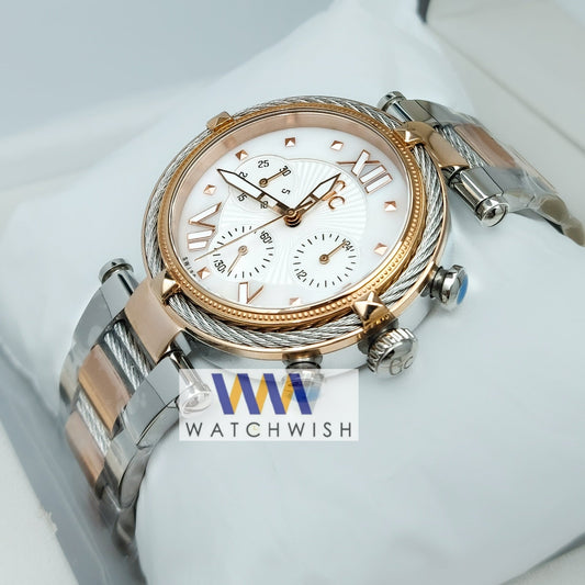 Ladies Collection Rose Gold With White Dial Chronograph Watch