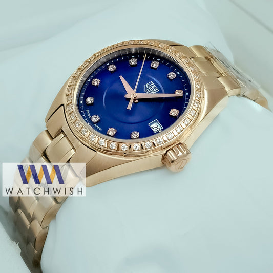 Ladies Collection Rose Gold With Blue Dial Ladies Branded Watch