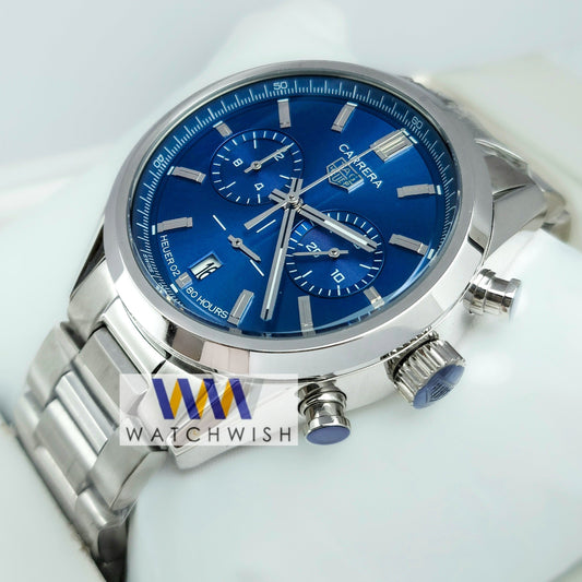 New Collection Silver With Blue Dial Chronograph Watch