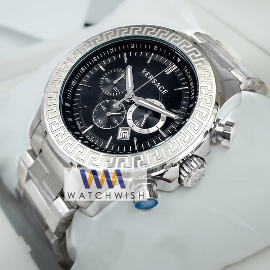 Exclusive Collection Silver With Black Dial Chronograph Watch