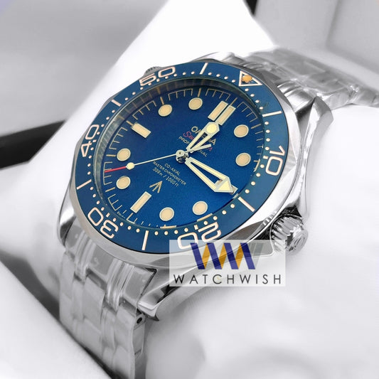 New Collection Silver With Blue Dial Automatic Watch