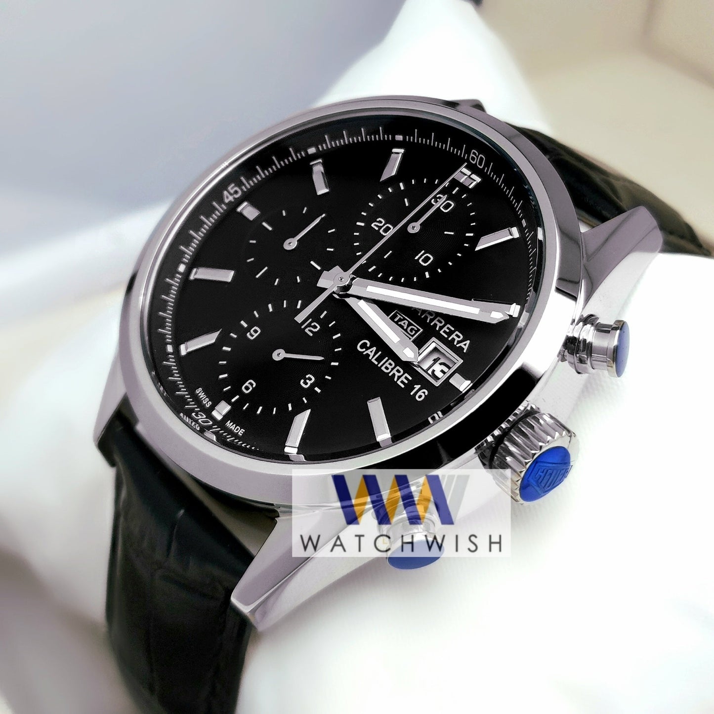 New Collection Silver With Black Dial Chronograph Watch