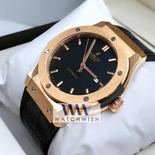 New Collection Rose Gold With Black Dial Automatic Watch