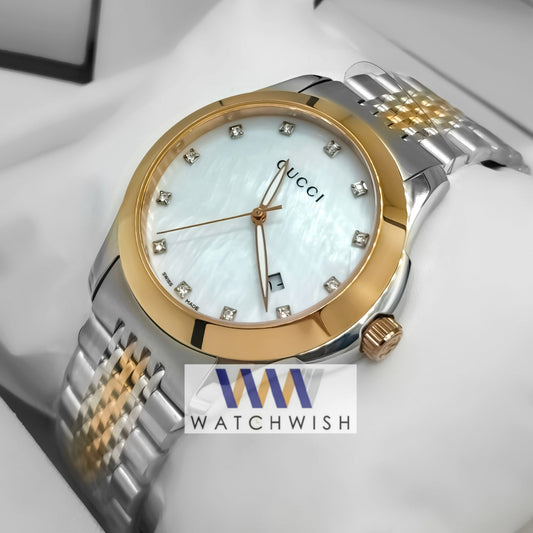New Collection Two Tone With White Marble Dial Watch