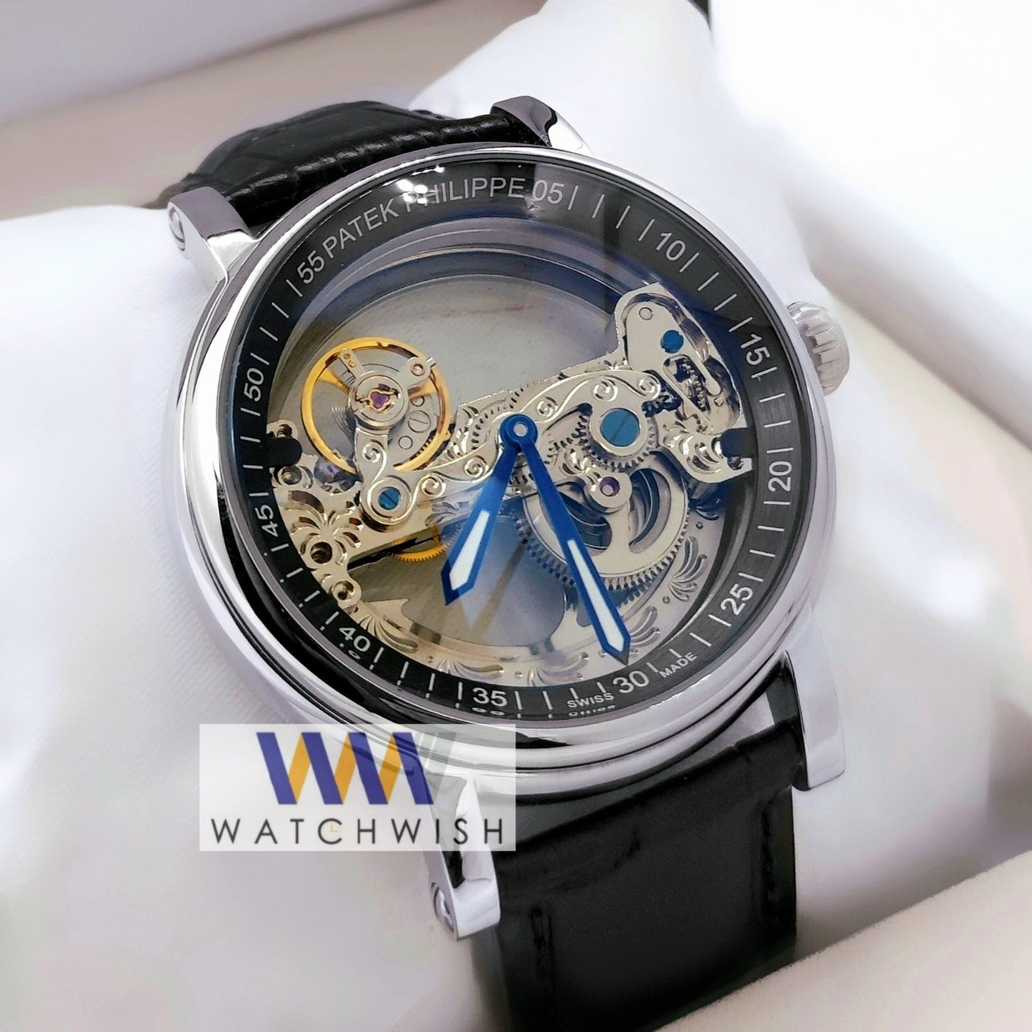 New Collection Silver With Skeleton Dial Automatic Watch