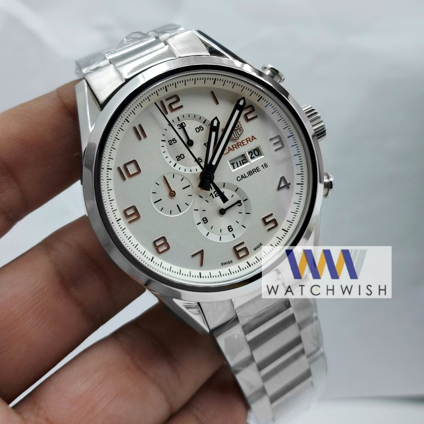 New Collection Silver With White Dial Chronograph Watch