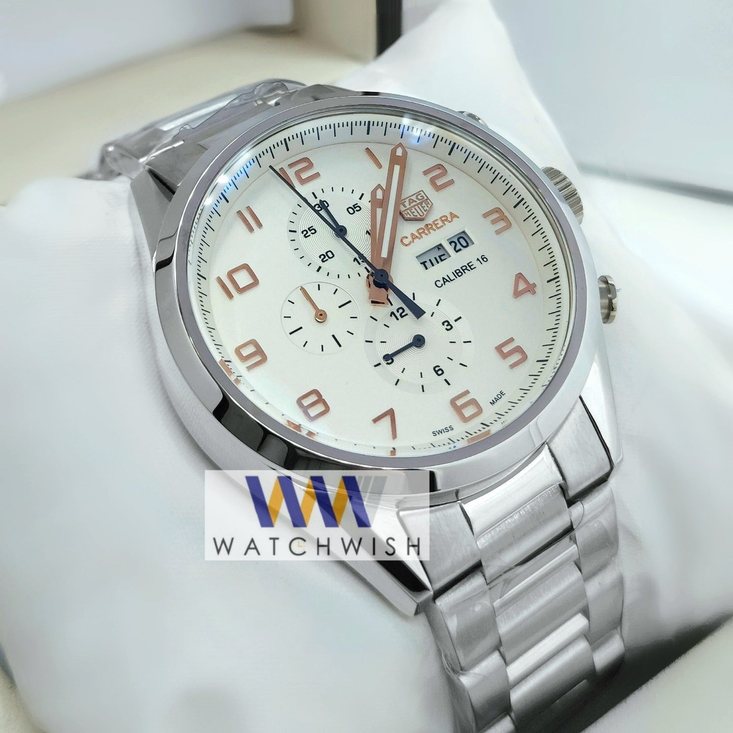 New Collection Silver With White Dial Chronograph Watch