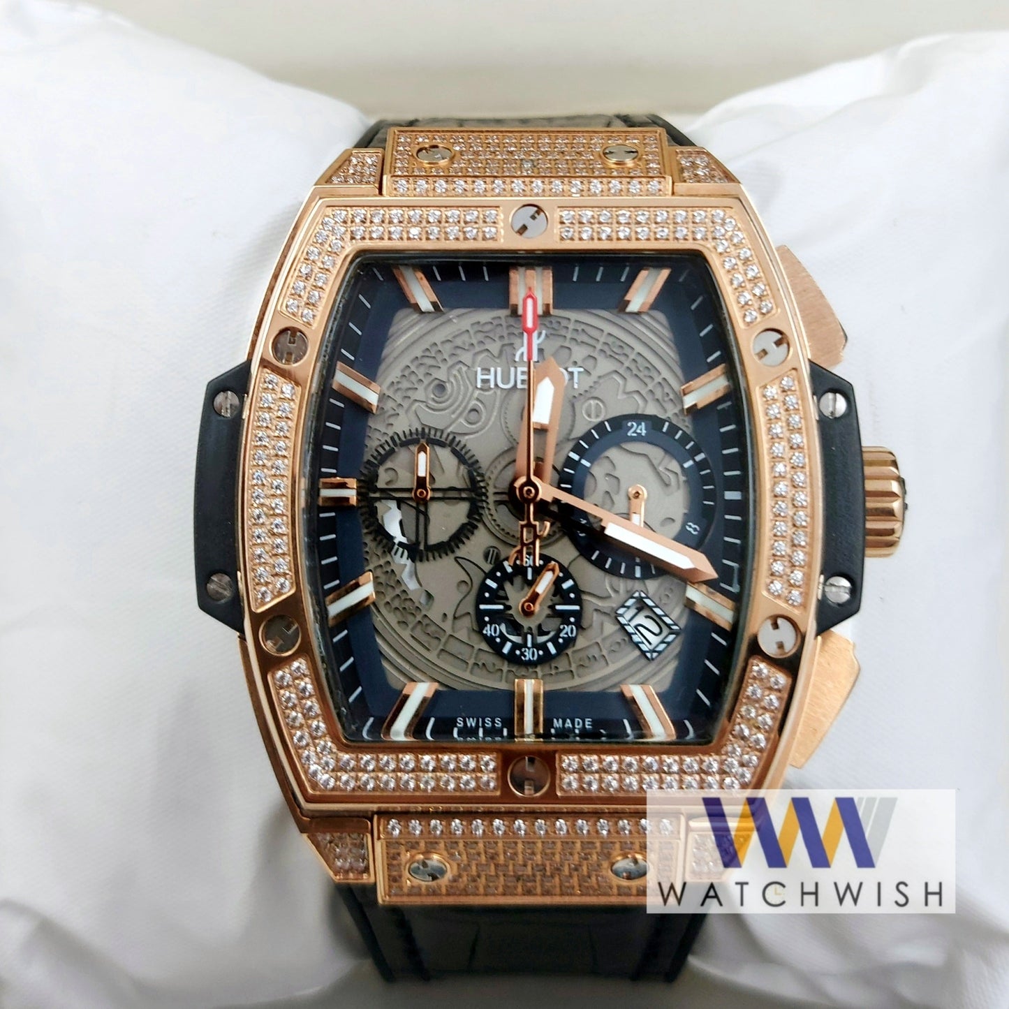 New Collection Rose Gold With Grey Dial Chronograph Watch