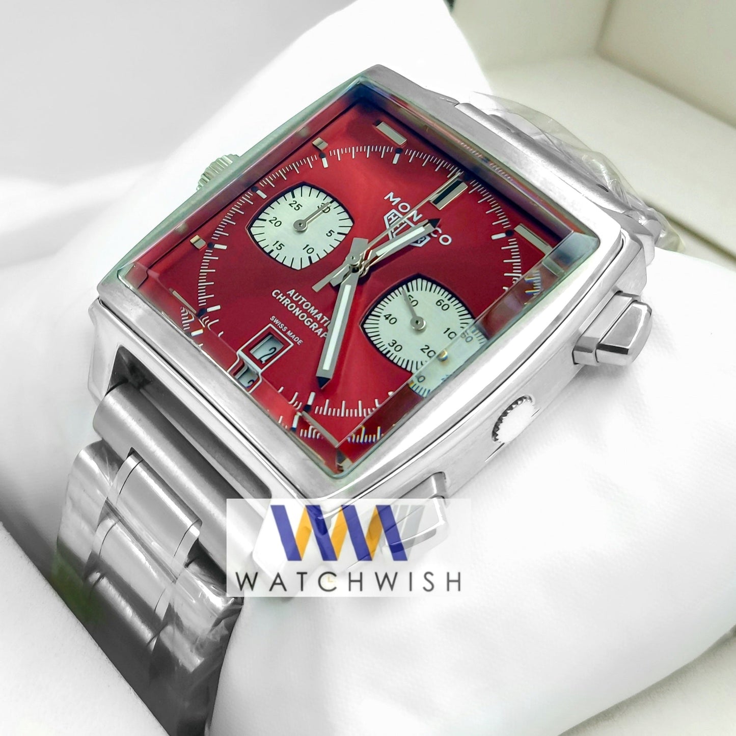 Exclusive Collection Silver With Red Dial Chronograph Watch