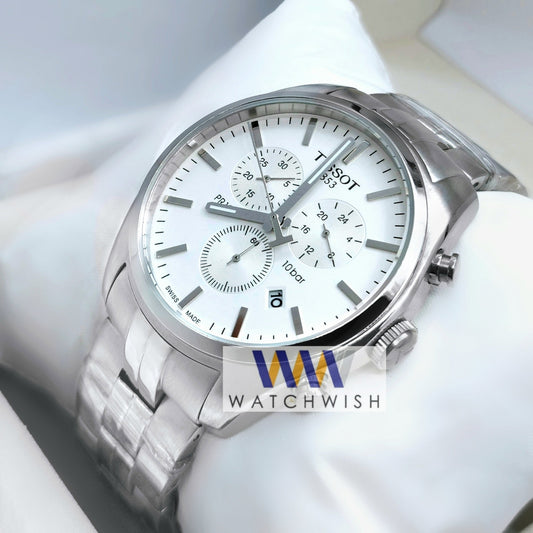 New Collection Silver With White Dial Chronograph Watch