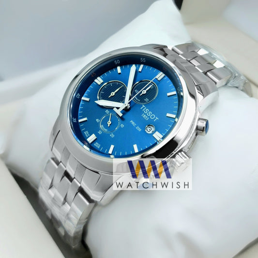 New Collection Silver With Blue Dial Chronograph Watch