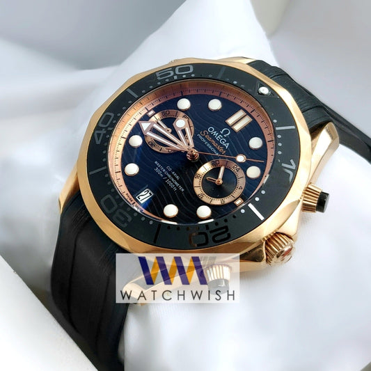 New Collection Gold With Black Dial Chronograph Brand Watch