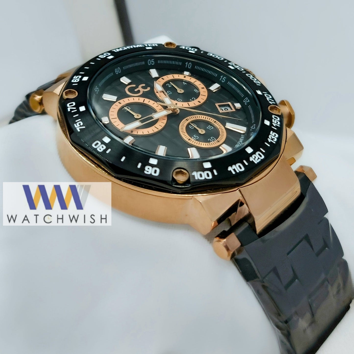 New Collection Rose Gold With Black Dial Chronograph Watch