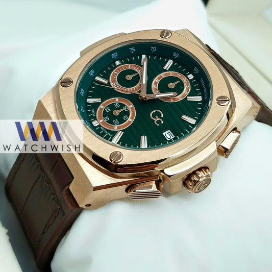 New Collection Rose Gold With Green Dial Chronograph Watch