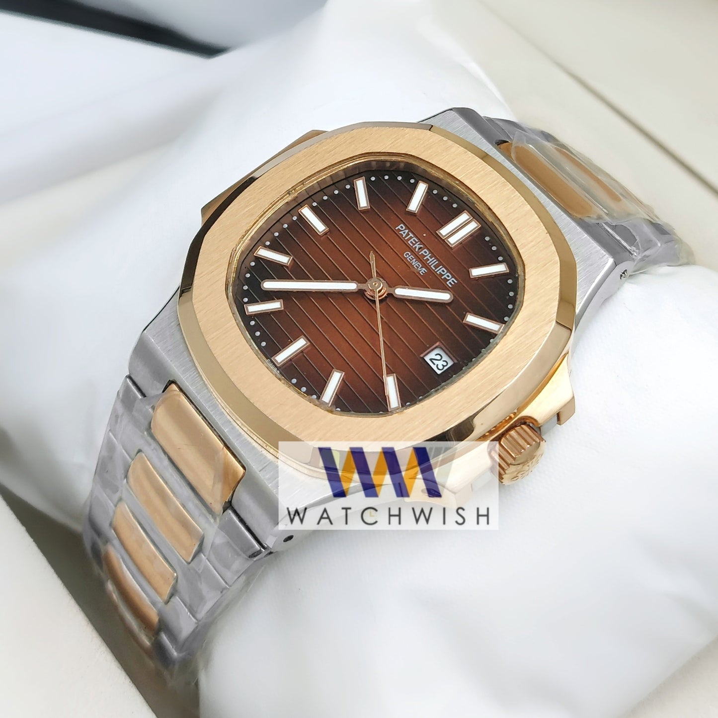 New Collection Two Tone With Brown Dial Automatic Watch