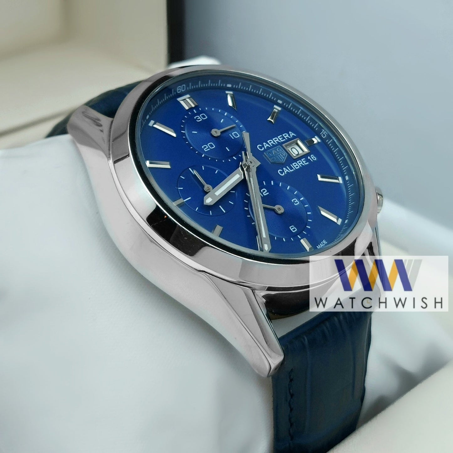 New Collection Silver With Blue Dial Chronograph Watch