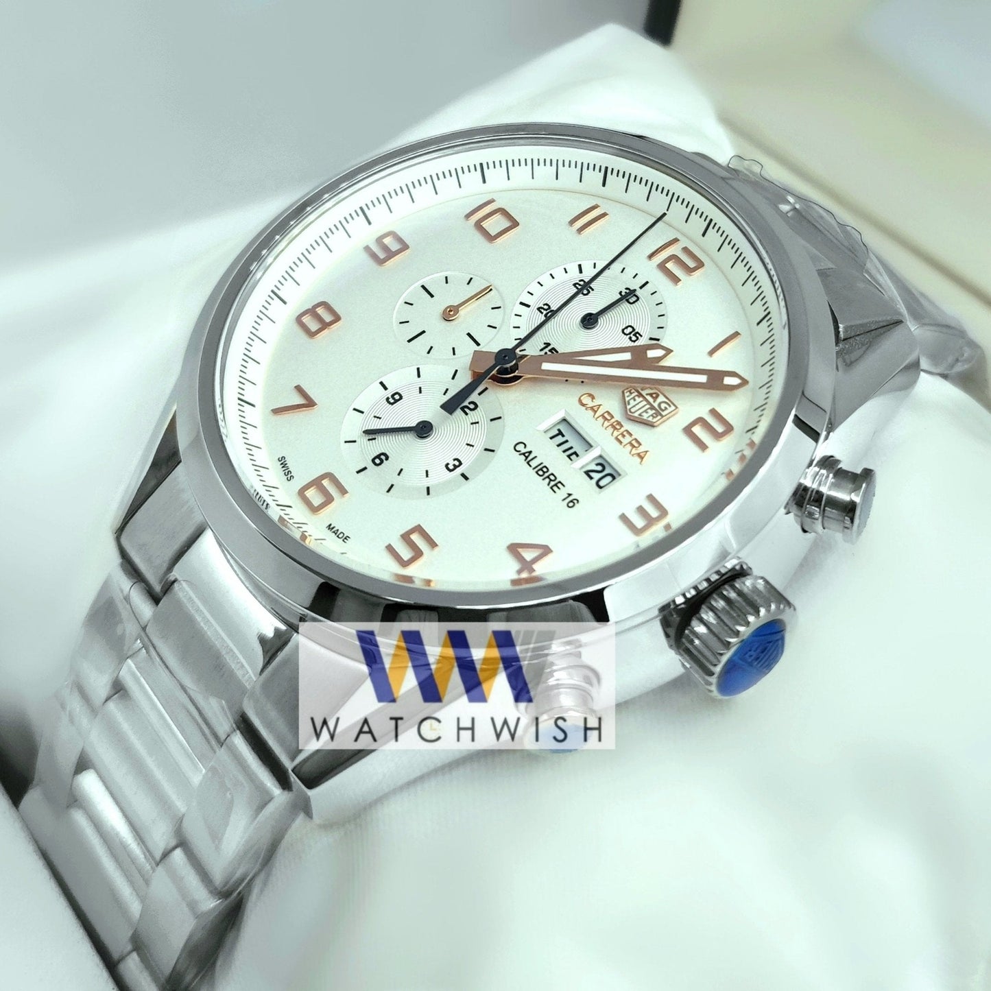 New Collection Silver With White Dial Chronograph Watch