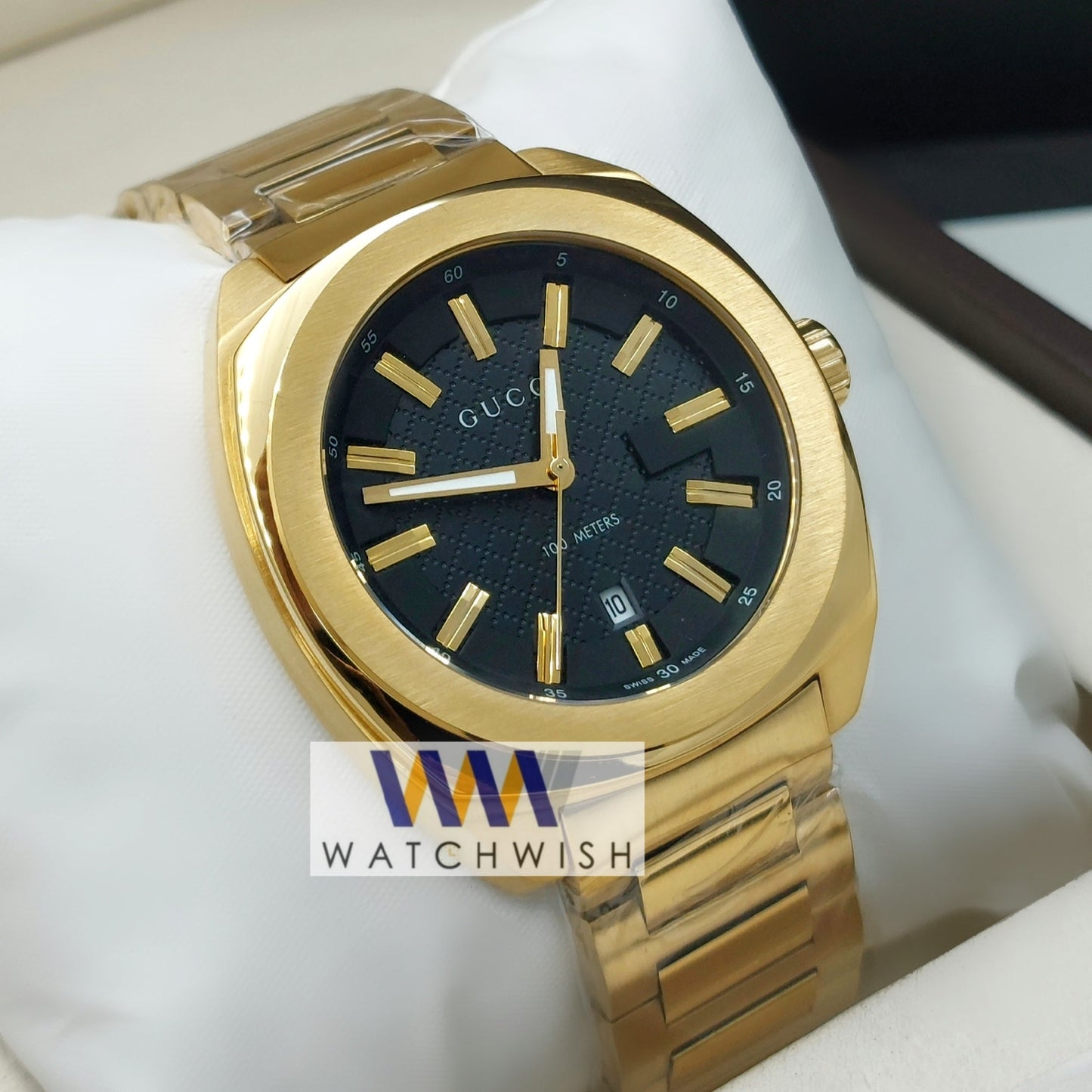 New Collection Yellow Gold With Black Dial Watch