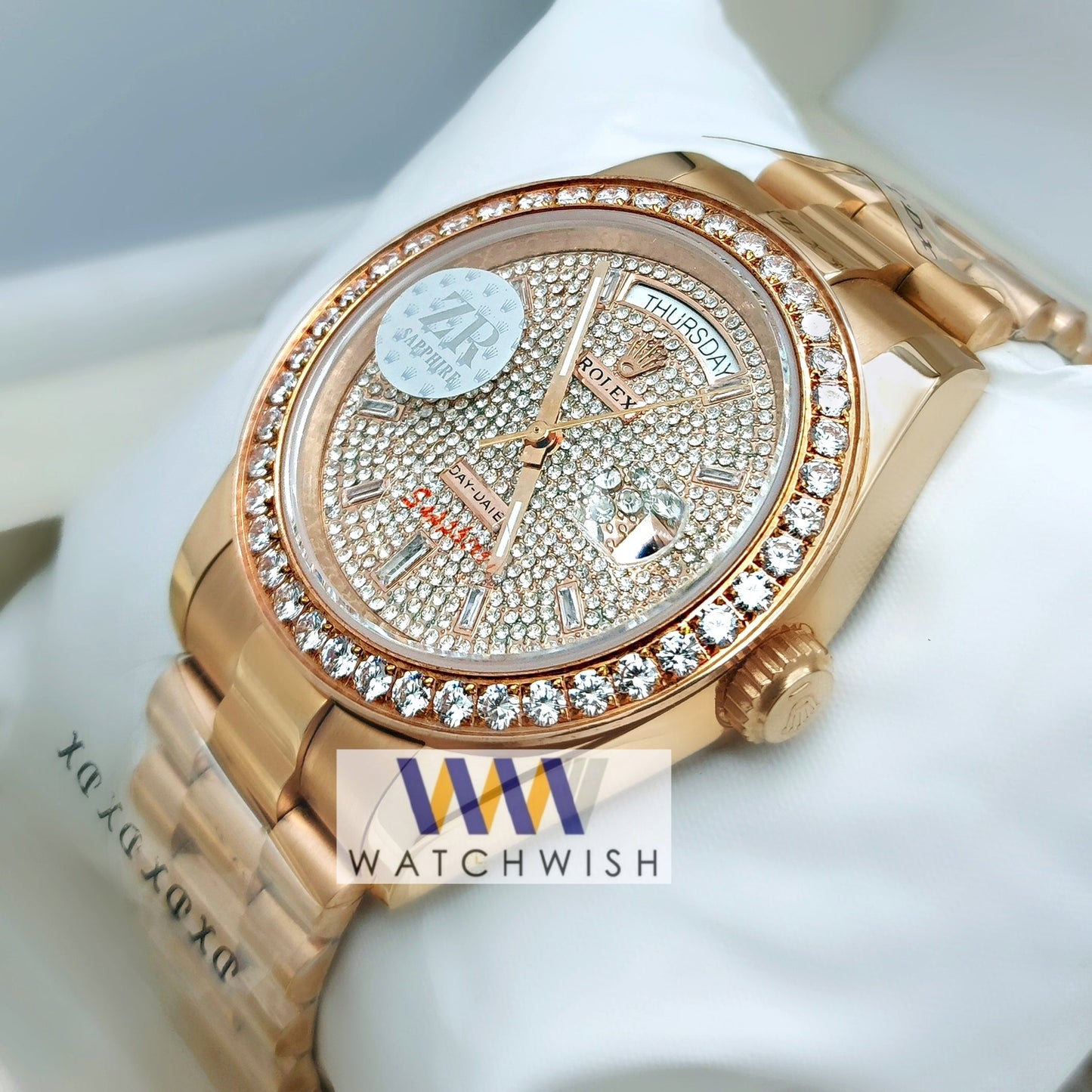New Collection Rose Gold With Full Stone Dial Automatic 40mm Watch