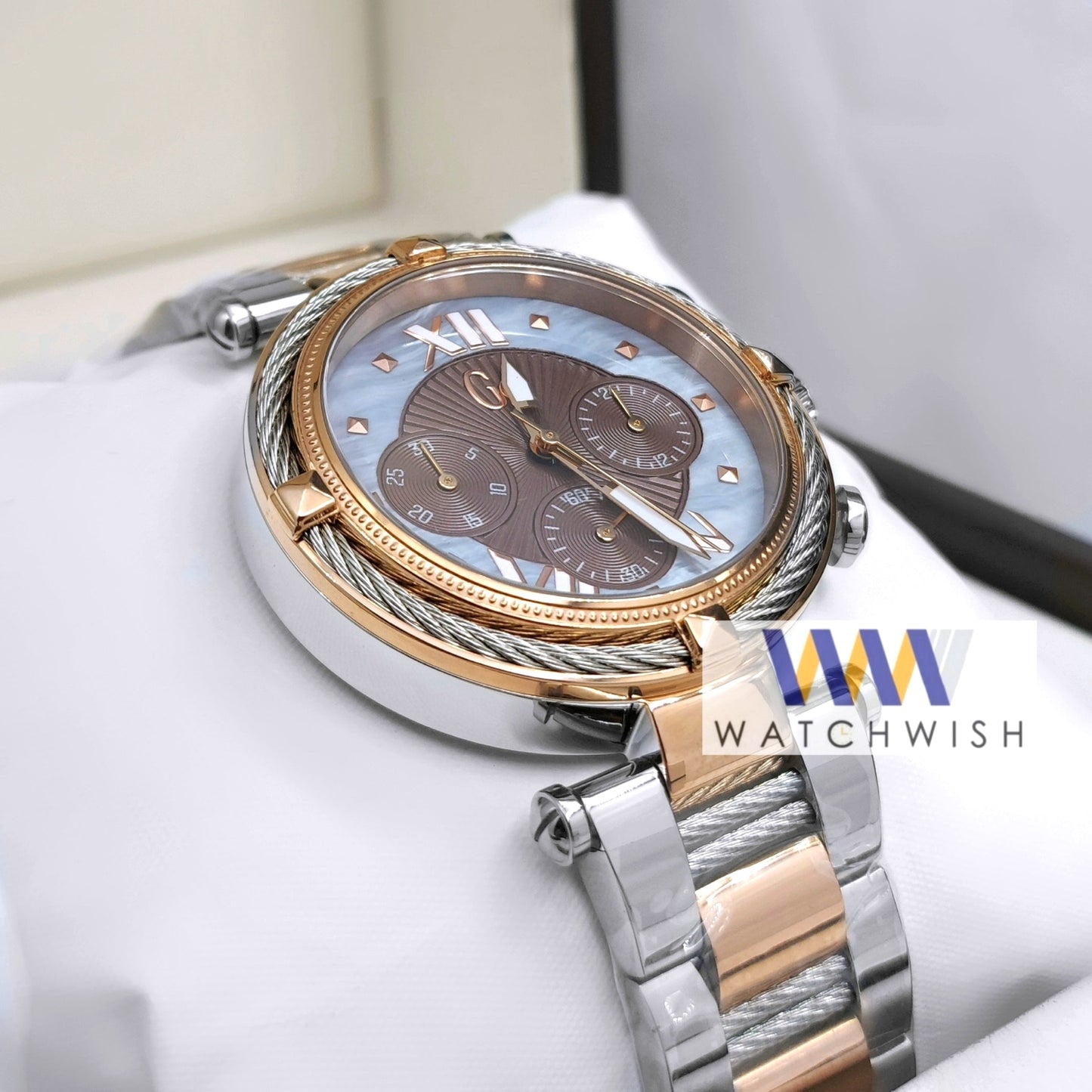 Ladies Collection Two Tone Blue Dial Chronograph Watch