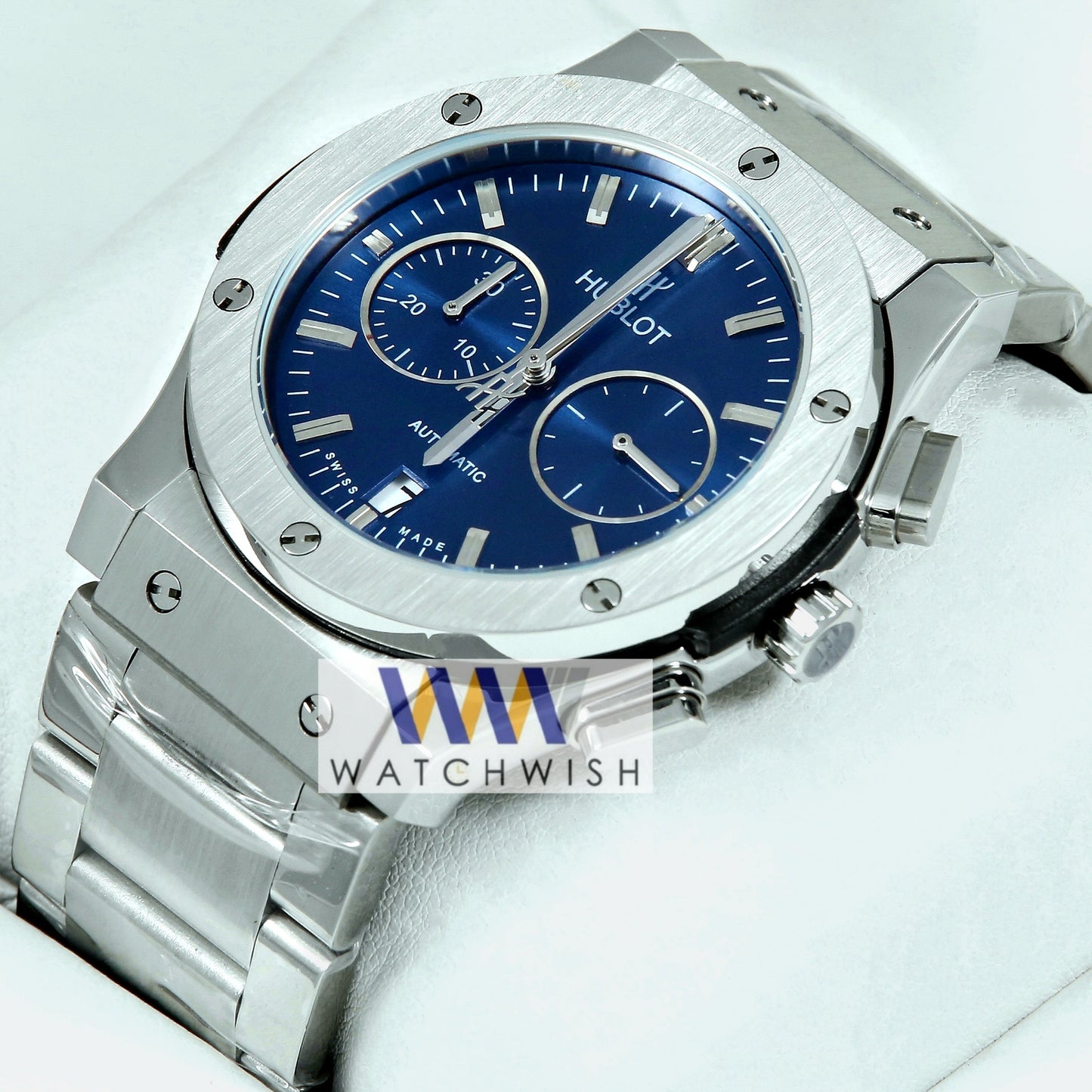 New Collection Silver With Blue Dual Chronograph Watch for Men