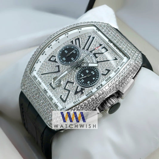 Exclusive Collection Silver Full Stone Case Chronograph Watch For Men