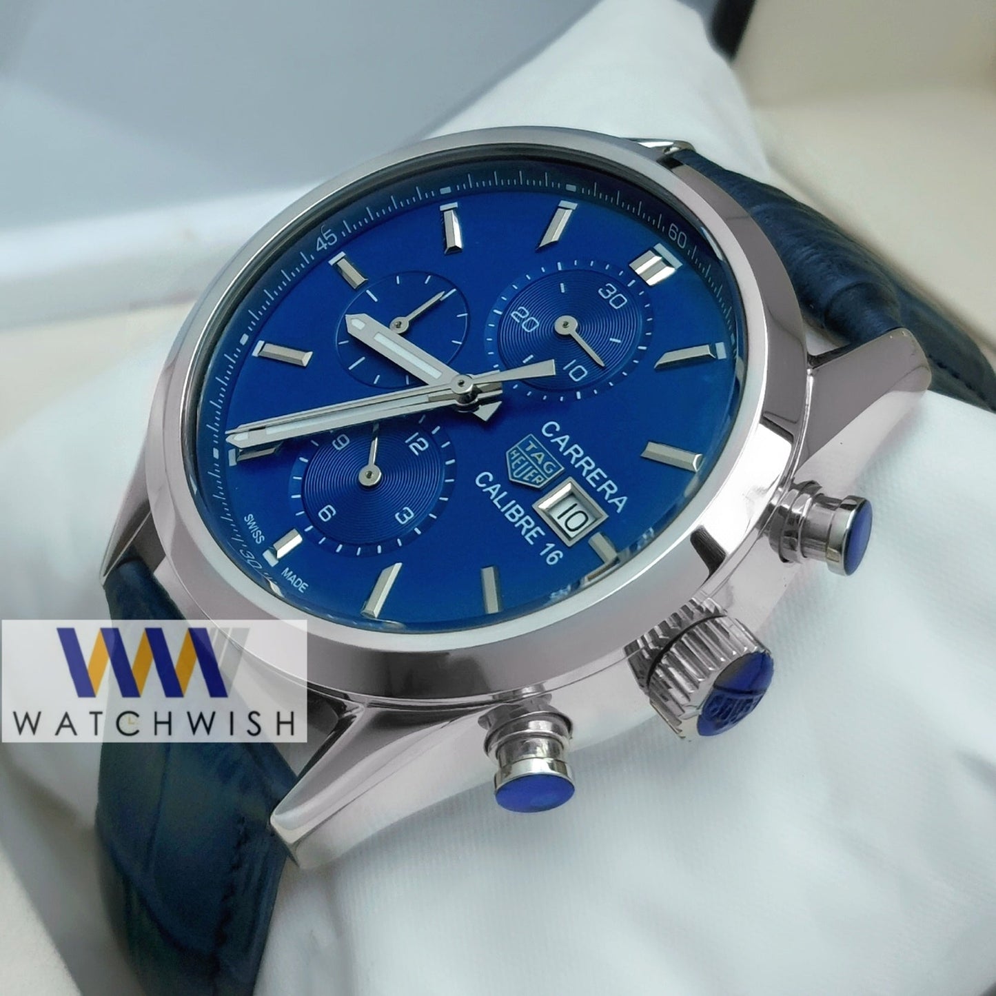 New Collection Silver With Blue Dial Chronograph Watch